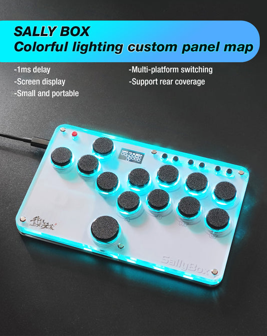 Mini Hitbox WASD SOCD Fighting Stick SallyBox LED Light Controller Game Controller for PC/PS3/PS4/Switch/Android