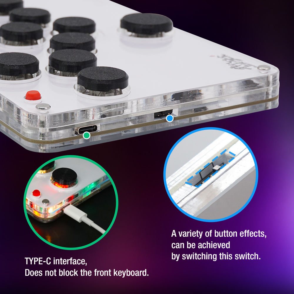 Mini Hitbox WASD SOCD Fighting Stick SallyBox LED Light Controller Game Controller for PC/PS3/PS4/Switch/Android