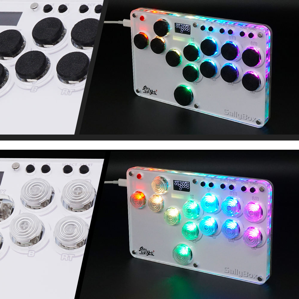 Mini Hitbox WASD SOCD Fighting Stick SallyBox LED Light Controller Game Controller for PC/PS3/PS4/Switch/Android